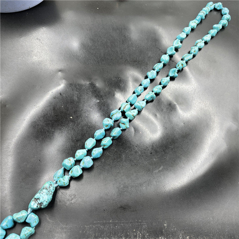 绿松石毛衣链随形小石头项链