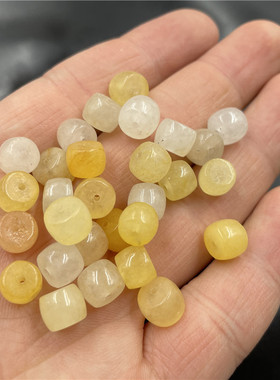 四海玉器 DIY饰品配件浅黄色金丝玉老形珠 算盘珠 苹果珠散批