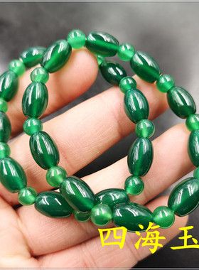 玉器天然绿色玛瑙手串