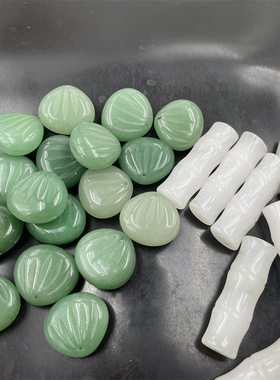 四海玉器 满绿色东陵玉贝壳吊坠 天山翠玉竹节挂件 玉坠