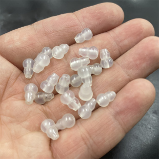 四海玉器 通孔小葫芦 天然冰种白玉髓玛瑙立体小葫芦散珠配件配饰