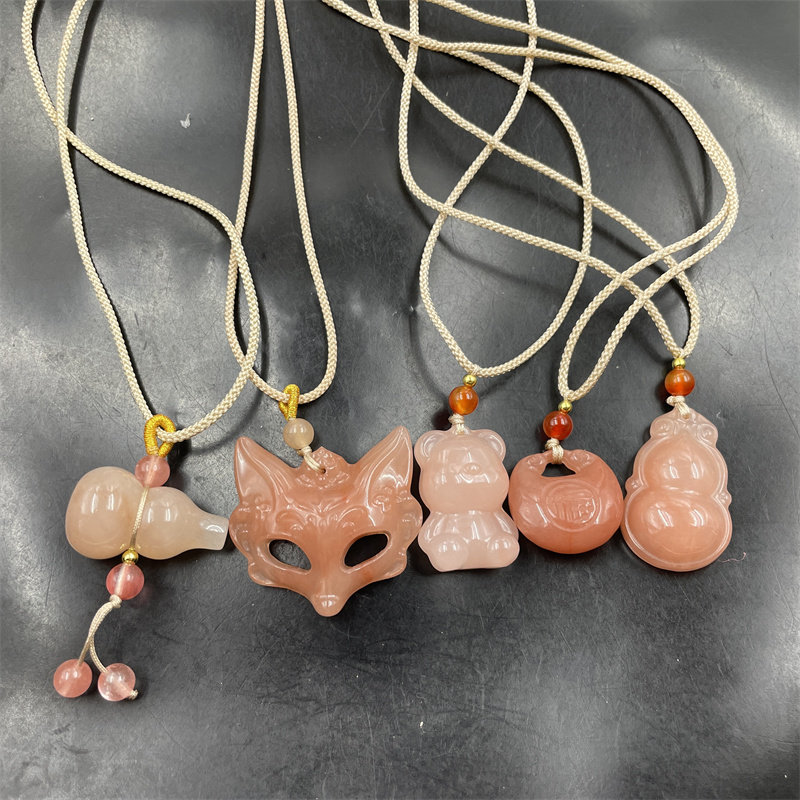 四海玉器 新款精美粉色桃花酿金丝玉小熊吊坠 葫芦挂件 狐狸面具,珠宝/钻石/翡翠,颈饰,淘宝优惠券,粉丝福利购,淘宝优惠卷