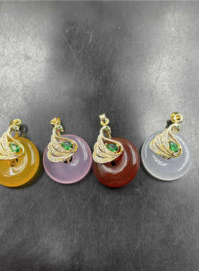 玉业925银厘米红色玛瑙平安扣