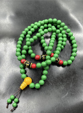 绿色仿玉石毛衣链项链