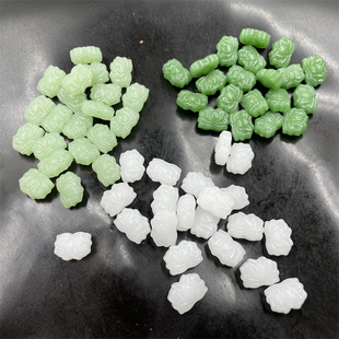 DIY饰品配件草绿色仿玉莲花珠 仿白玉通孔莲蓬珠子 碧绿色玉莲花