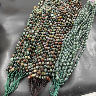 四海玉器 手工编织水草玛瑙圆珠项链绳 彩色玛瑙链子 挂绳 毛衣链