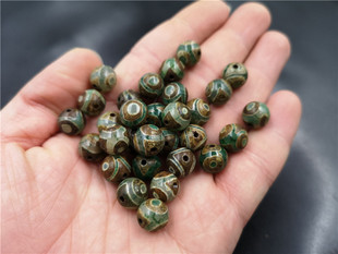 四海玉器 DIY饰品配件10毫米三眼天珠玛瑙圆珠散珠 西藏玛瑙珠子