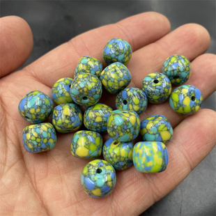 DIY饰品配件优化唐三彩绿松石老型珠散珠 彩色藏三宝算盘珠 隔珠