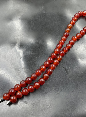四海玉器 女款女式10毫米红色玉石圆珠项链 锁骨链 特价