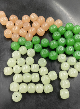 DIY饰品配件9*10蓝水玉石老型珠散珠 香槟色玉石筒珠 绿色算盘珠