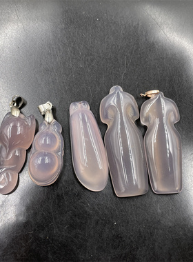 紫灰色玉石玛瑙吊坠小挂件