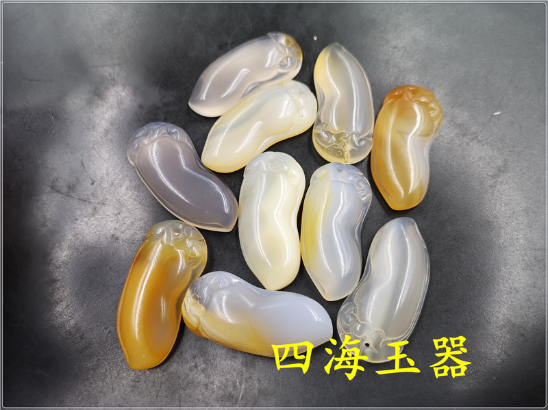 四海玉器 天然正品俏黄色玉髓玛瑙福禄寿吊坠 挂件 特价