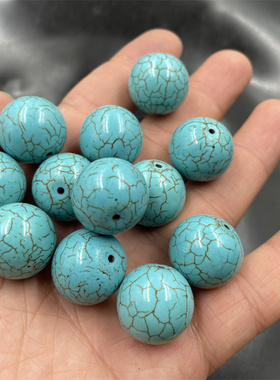 四海玉器 DIY饰品配件20毫米风化绿松石圆珠散珠 绿色大珠子散批