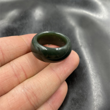 四海玉器 天然和田玉青玉戒指 男款大号宽版和田玉戒圈 指环 跑环