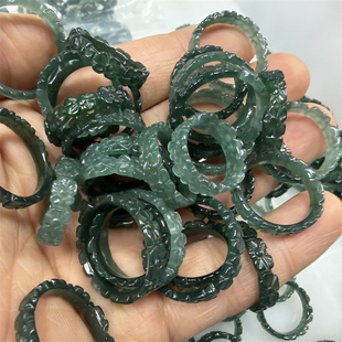 翠玉戒圈 四海玉器 女款 翡翠A货蓝水翠玉花朵戒指 指环 天然正品