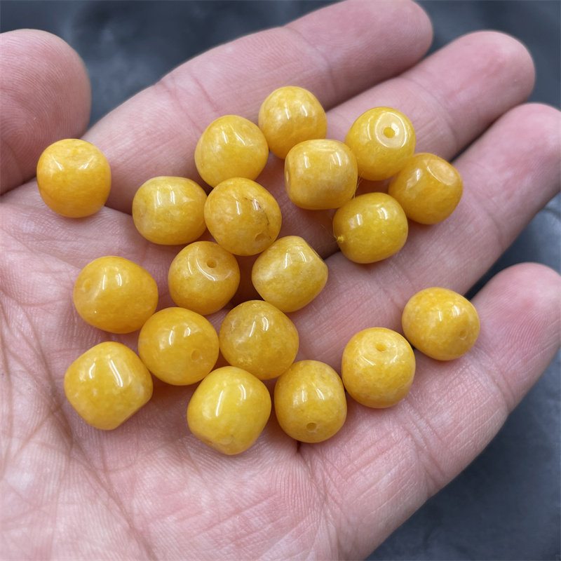 四海玉器 DIY饰品配件黄龙玉老型珠算盘珠 筒珠散批 蜜蜡黄玉珠子