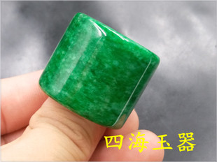 四海玉器 干青铁龙生男款玉扳指 男款深绿色玉指环 特价玉扳指