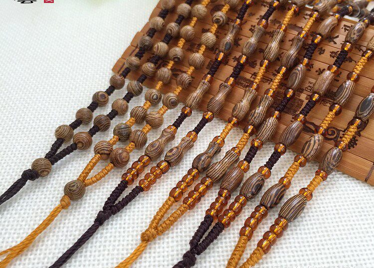 天然鸡翅木项链挂绳编织绳手工