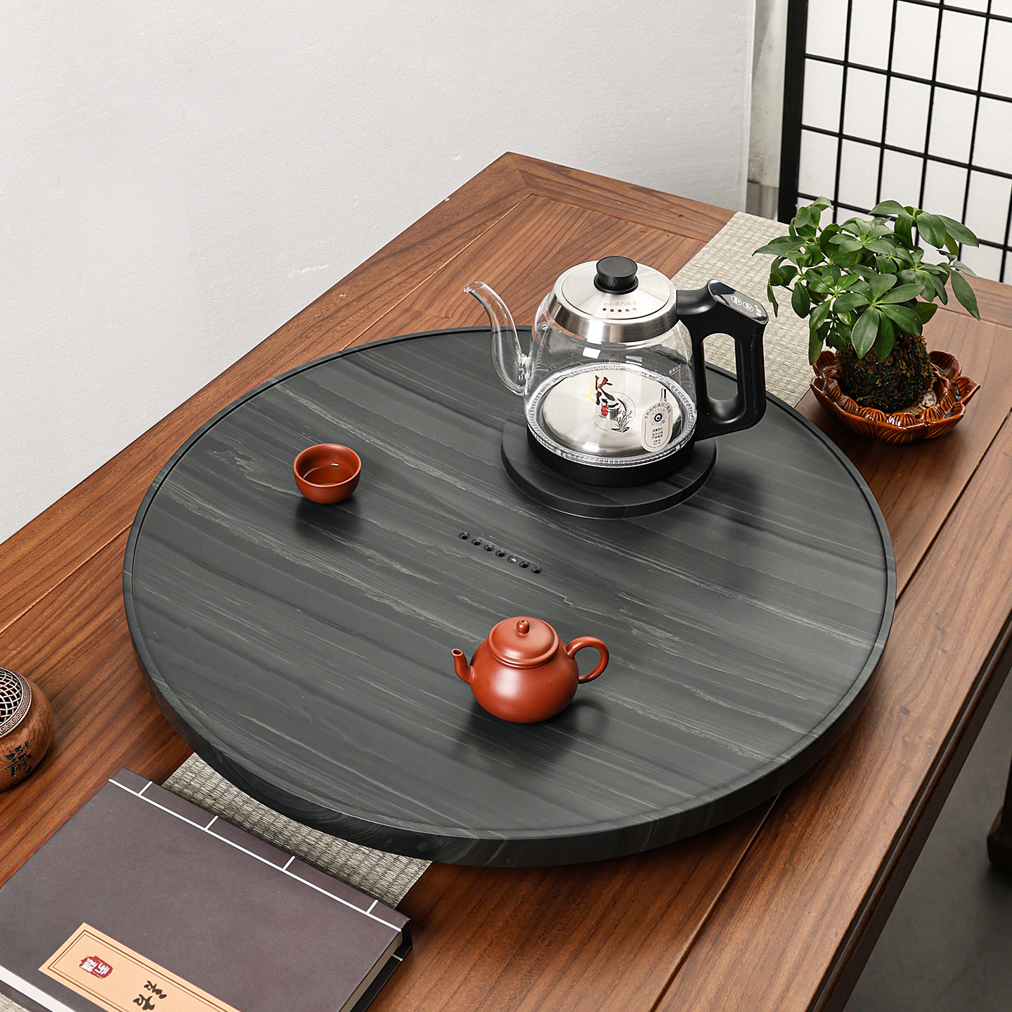 乌金石茶盘整块天然石材