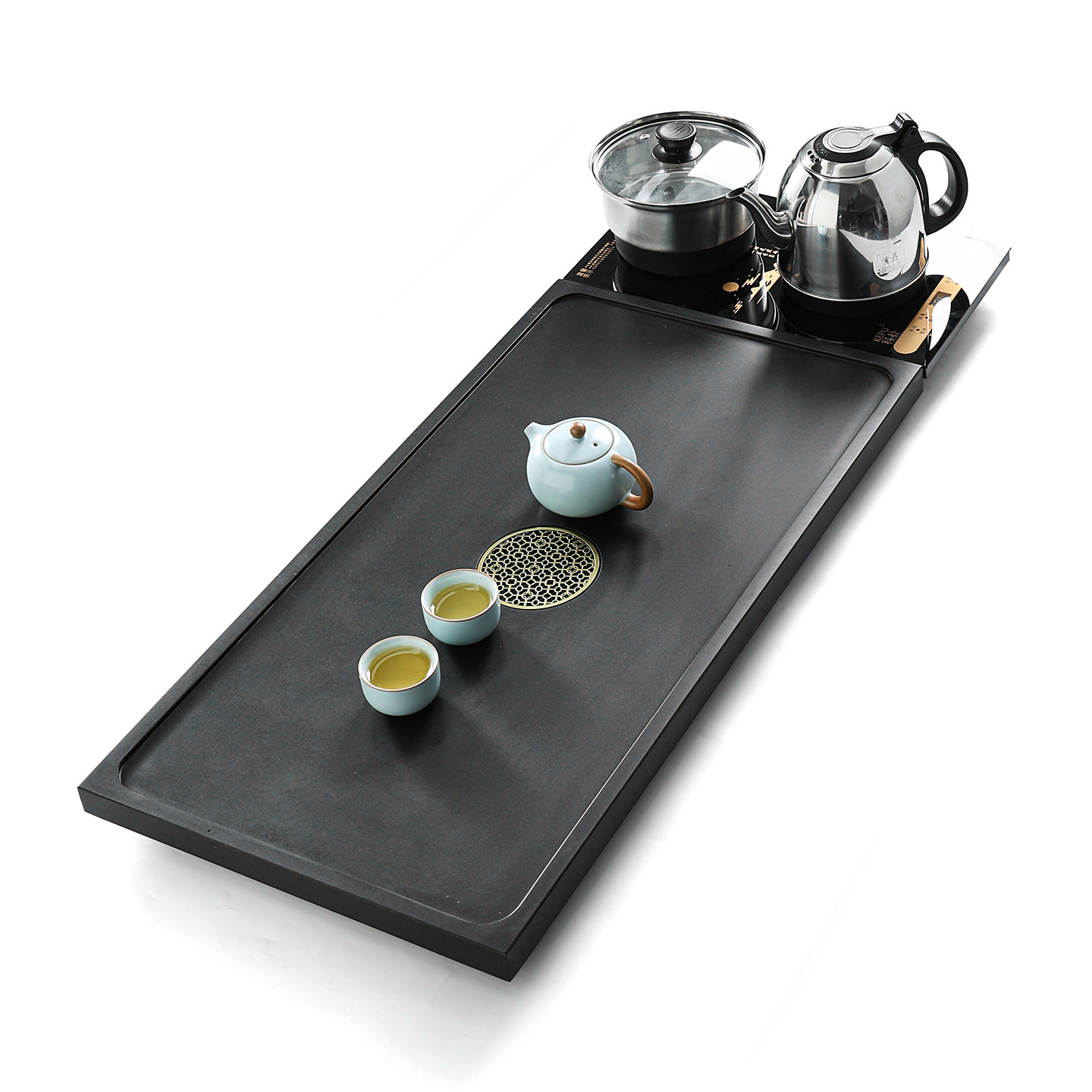 茶具天然乌金石茶盘套装自动上水茶台烧水壶茶托盘带排水茶海家用