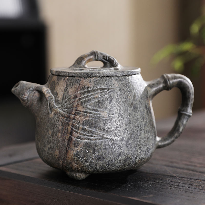天然冰碛岩茶壶中式复古手工龙蛋石壶家用泡茶单壶耐高温功夫茶具