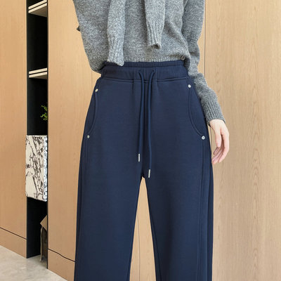 秋冬季新款显瘦显高弯刀裤女加绒保暖休闲九分裤小个子百搭胖妹妹