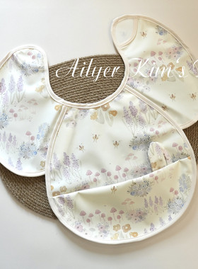 【Ailyer Kim】Pu皮婴儿高端围嘴ins北欧辅食吃饭饭兜立体1-3岁