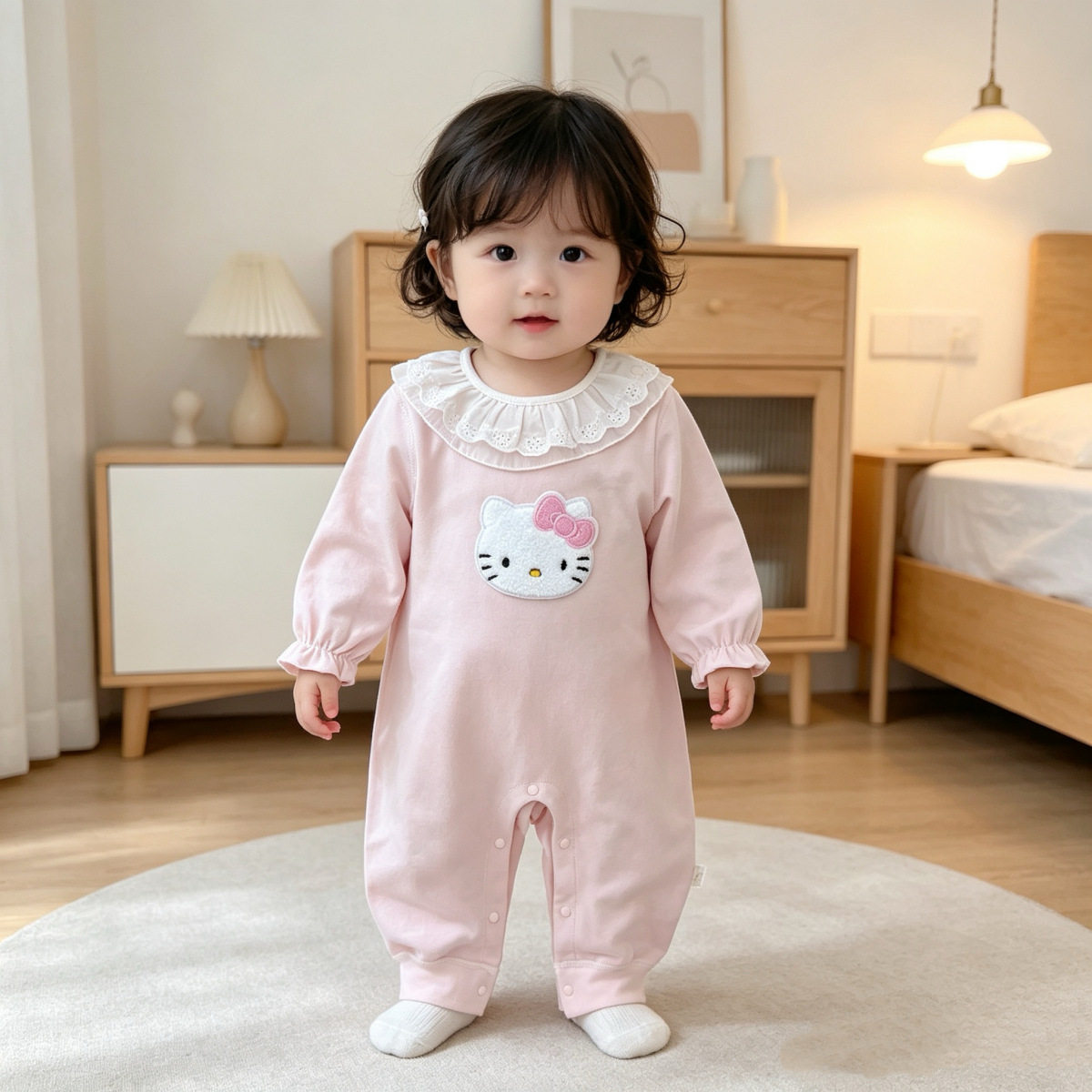 日系宝宝连体哈衣秋冬长袖新生儿衣服猫咪拍照婴儿外出爬爬服可爱