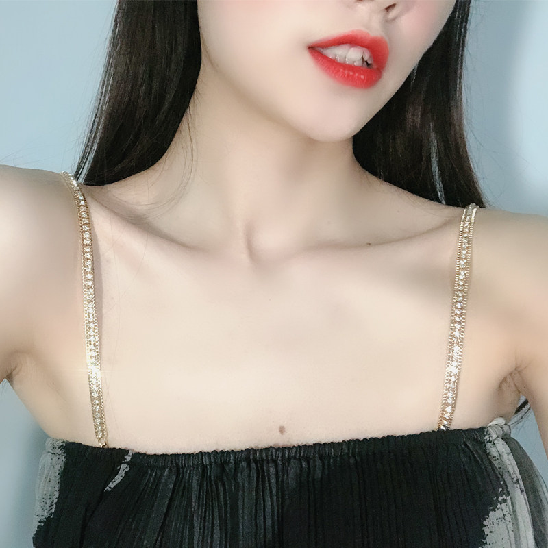 小祖宗女内衣一字领水钻外露肩带