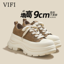 内增高9cm超显瘦厚底板鞋女2025秋季新款超火松糕系带运动休闲鞋