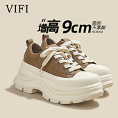 内增高9cm超显瘦厚底板鞋 超火松糕系带运动休闲鞋 女2025秋季 新款