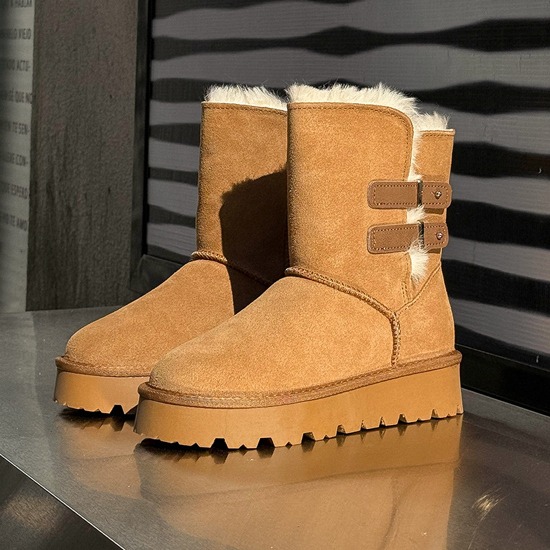 厚底雪地靴女2025冬季新款超火加厚加绒保暖毛绒短靴百搭东北棉靴