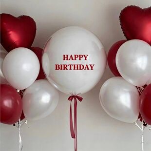 儿童红色系生日布置场景装饰气球宝宝周岁派对百天拍照氛围感道具