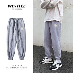 港风休闲裤男宽松印花百搭潮流束脚裤运动卫裤8801-P50图片