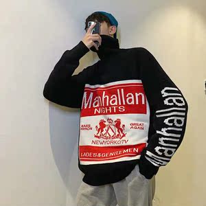 慵懒风个性大图案毛衣男韩版秋冬情侣加厚针织衫T001