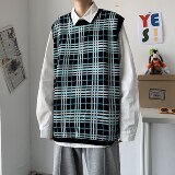 韩版格子背心情侣无袖针织衫加厚潮流毛衣男女上衣外套QT801-P55，男装针织衫/毛衣，星座1501