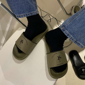 夏季新款ins百搭拖鞋韩版情侣男女外穿室内凉拖一字拖TX12-P10,小黑鞋搭配女童图片