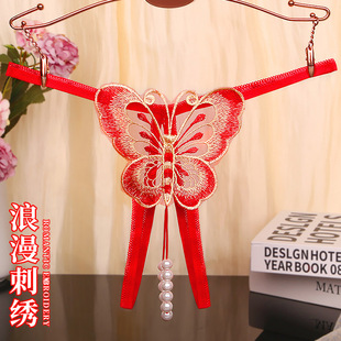 女生免穿脱方便内裤性感开档低腰透气透明火辣三角裤女士蕾丝无痕