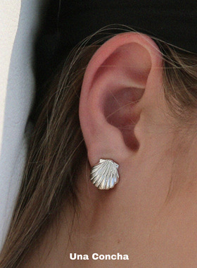 U.CA韩国astre小贝壳耳钉耳饰ins法式高级感简约扇形925纯银耳环