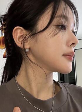 U.CA韩国out of label线条素圈耳环ins简约时髦happyrim同款耳钉