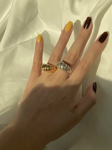 U.CA法式Sophie buhai牛角包戒指时髦极简重工镀金fever同款指戒