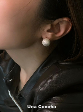 U.CA欧美ins拉丝圆球耳钉女秋冬新款轻奢简约siasiya同款银球耳饰