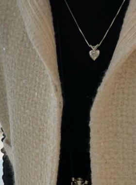 U.CA韩国mtc交叉爱心项链2024新款ins博主同款时尚百搭心形毛衣链