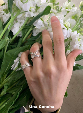 U.CA韩国coldframe三线扭结纯银戒指时髦小众设计开口绕线食指戒