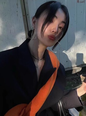向日葵欧尼百搭素圈大耳环Hoop