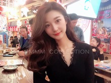 mmm collection 必入款显瘦睫毛蕾丝V领针织衫扬子纱线条纹打底衫