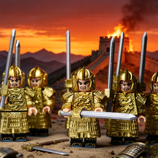 适用乐高大唐朝士兵黄金甲拼装积木人仔玩具铠甲中国古代军事玩具