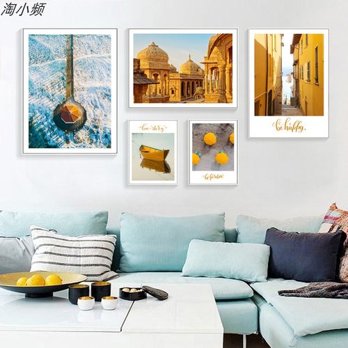 建筑组合画芯玄关过道客厅背景墙