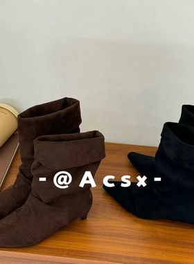 【阿茶】气质风格~2025冬季新款加绒细跟增高短靴时装靴女