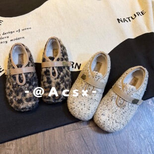 【阿茶】冬日毛毛~跟高4CM /2025秋冬新款加绒保暖厚底增高勃肯鞋